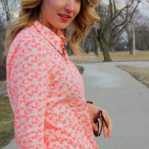 GAP Boyfriend shirt, pink cats! Small